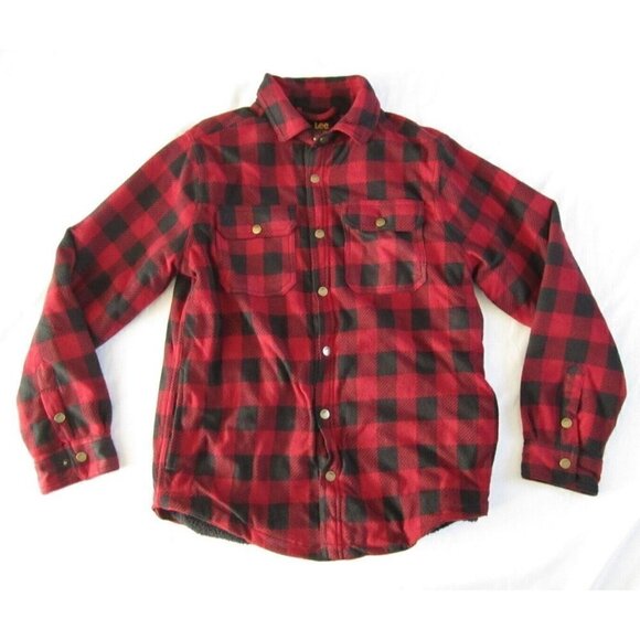 New Lee Polyester "Chili Pepper" Button Snap Fleece Flannel Jacket Sz M - Picture 1 of 9